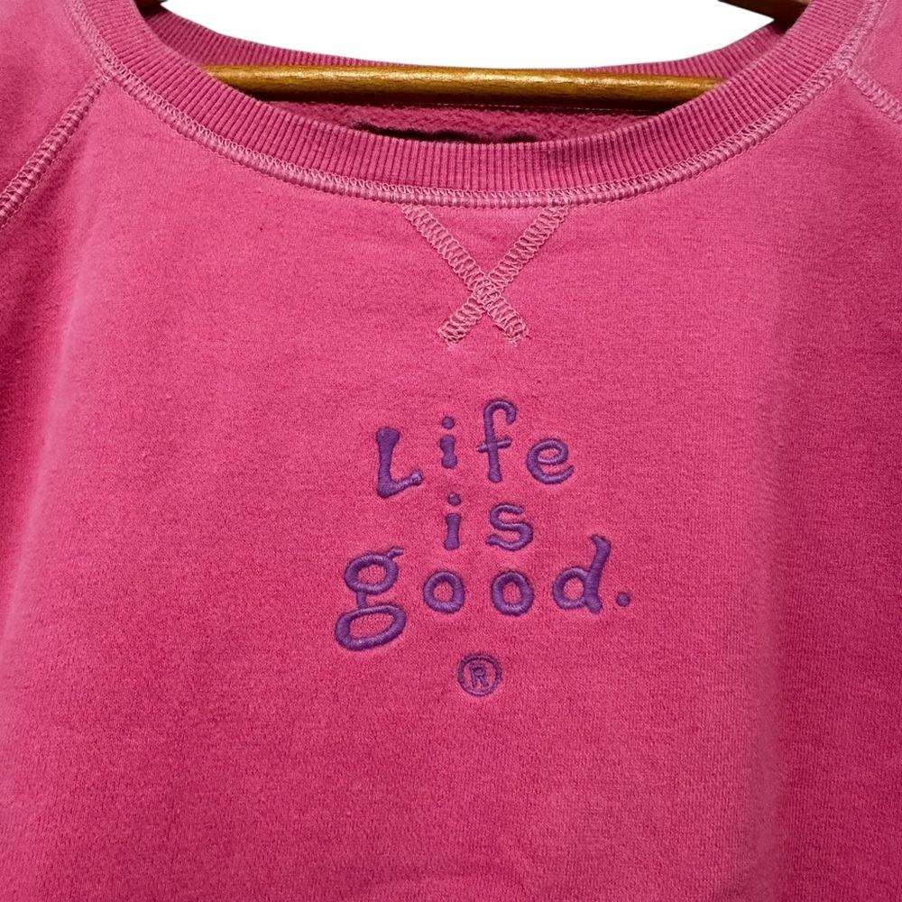 Life is Good Women's Pink Crewneck Sweatshirt - Picture 4 of 11